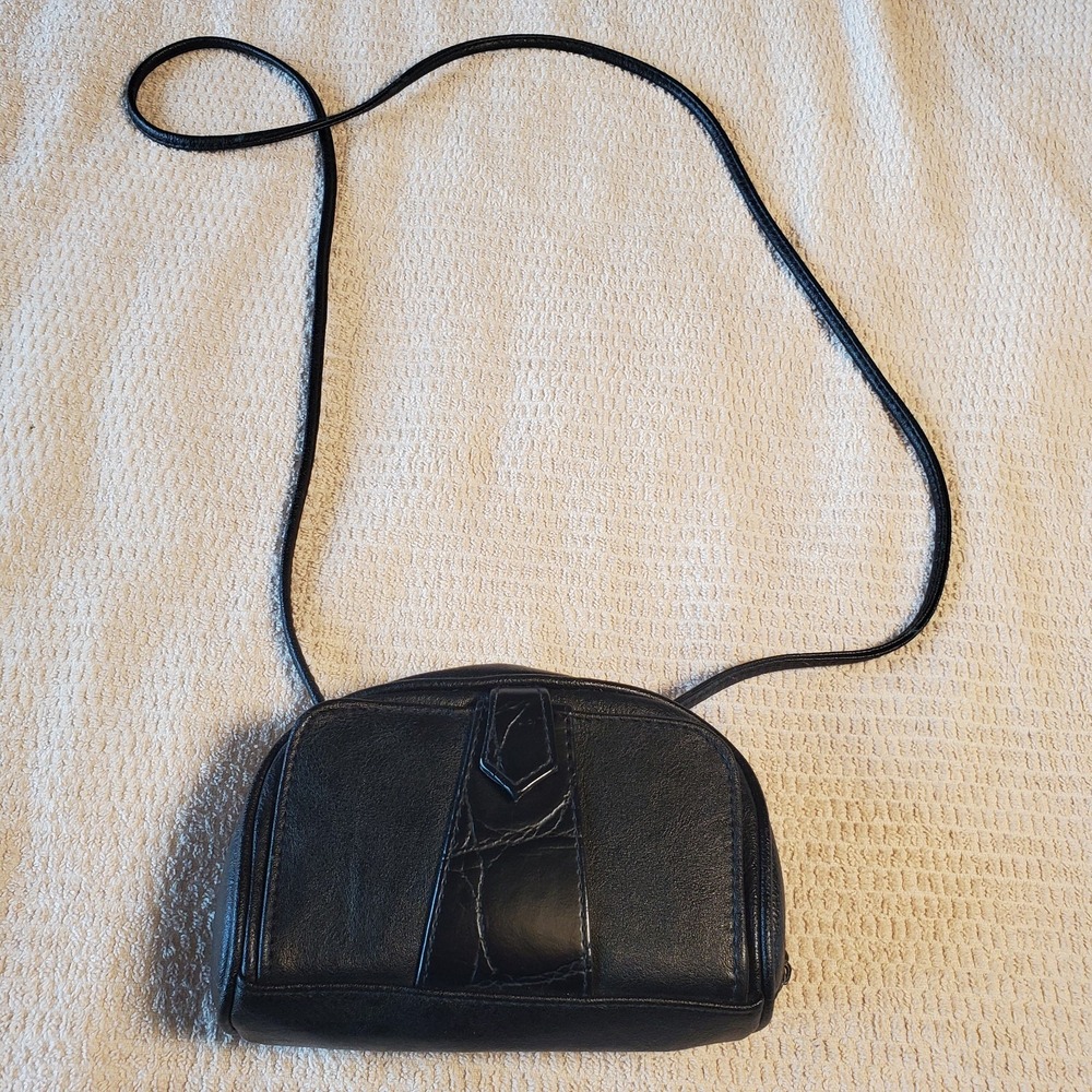 Monique Handmade Small Black Leather Purse Crossbody